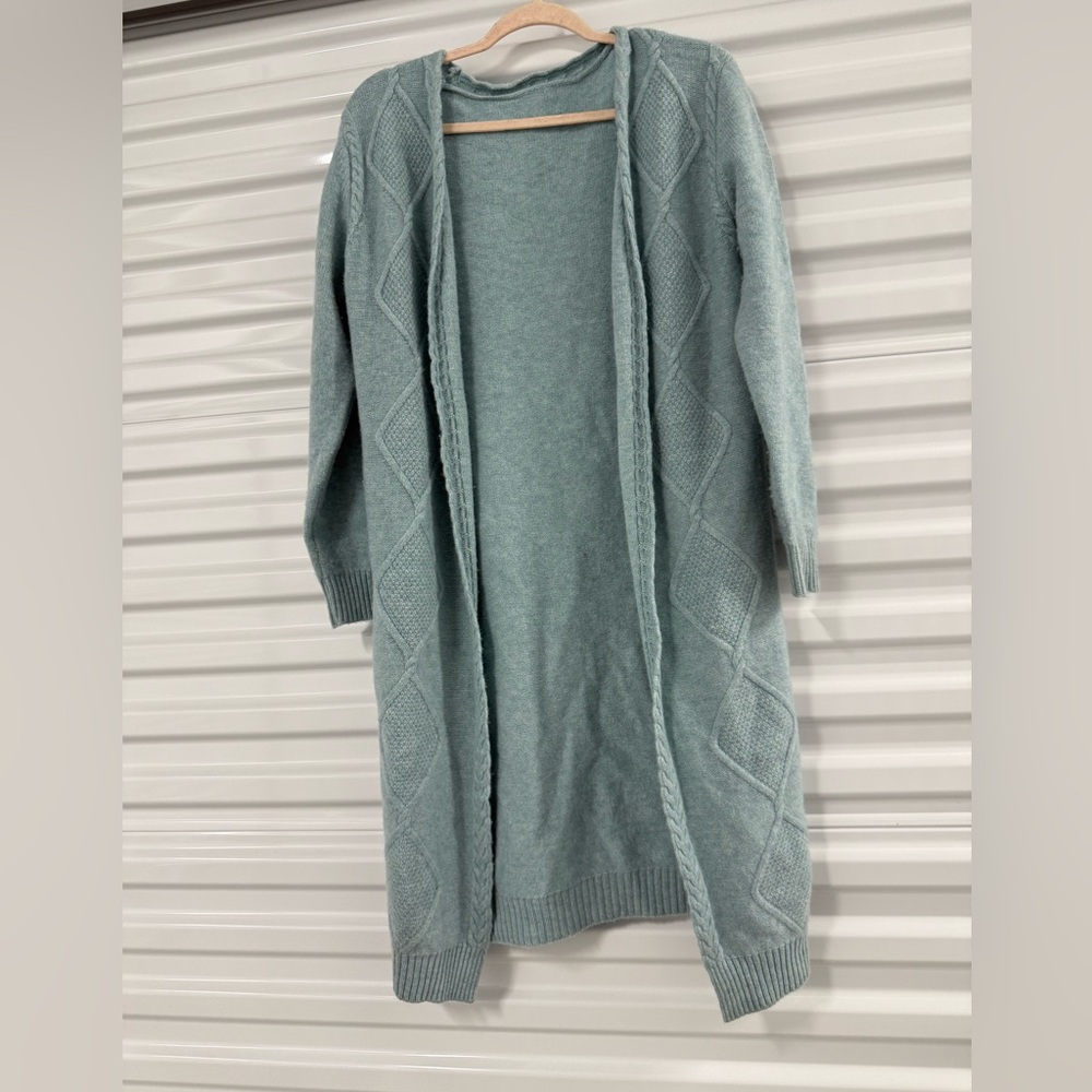 Wool cardigan midi duster sweater large